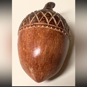 Vintage Artisan Hand Carved Giant Resin Composite Acorn Folk Art Sculpture